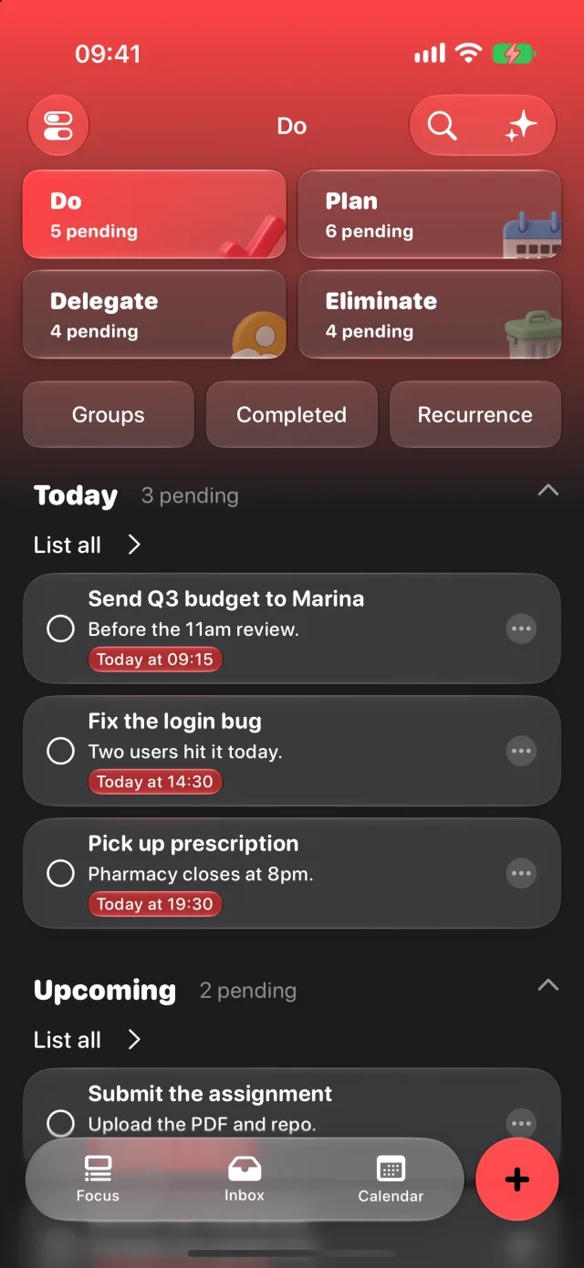 MinTask in dark mode