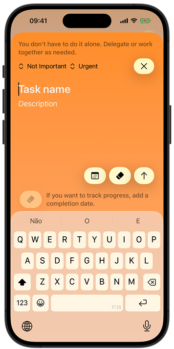 App screenshot showing tasks under control