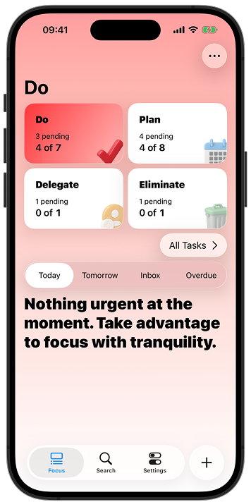 App screenshot showing organized tasks