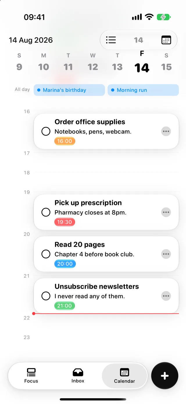 MinTask calendar view